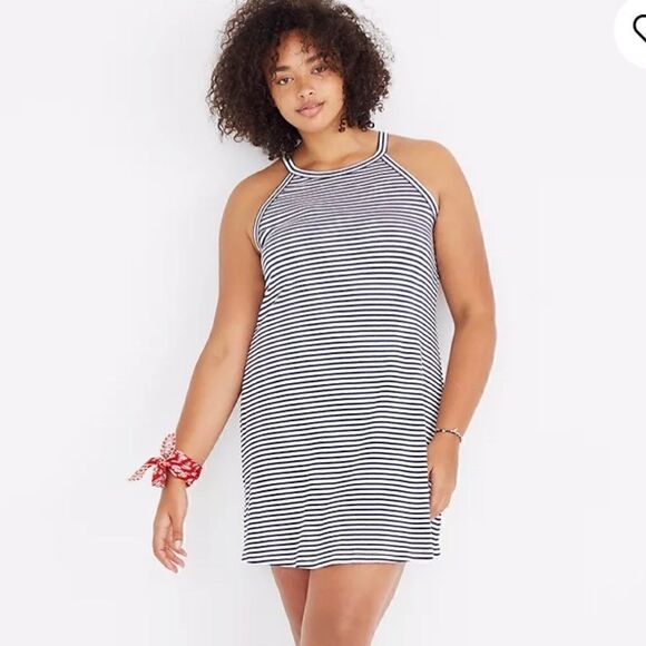 Madewell Dresses & Skirts - Madewell District Navy and White Striped Dress, Size Medium
